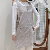 데코나인 어린이집앞치마 스트라이프 원피스 주방 빅사이즈, 스트라이프-베이지