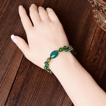 연화 [정품] 천연 녹금석 옥 매듭팔찌