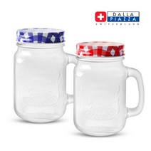 아이스드링크자 500ml / 유리병 / 유리컵, 02 아이스드링크자 500ml - 블루체크