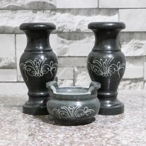 묘지 화병 산소 납골당 꽃병 돌 마블 대리석 1+1 한쌍, 향로 외경 20CM