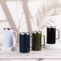 손잡이 머그컵 아이스 콜드 사무실 회사 벤티 큰 스텐 텀블러 700ml, 퍼플화이트