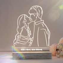나만 몰랐던 아이템 드로잉 아크릴 커플 결혼 조명 기념일 무드등, 총 5명 (+15000원), L 180x250 (+4000원), 인물 중심 컷팅함 (+3000원)