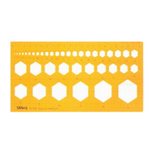 산키스 템플레이트 육각형판 도형자 1~36mm No 109, 혼합 색상, 7개