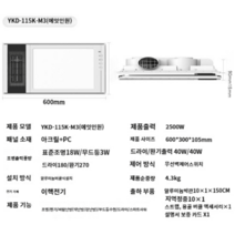 온풍기 히터 난로 캠핑 화장실 미니 팬 전기 벽걸이 난방기 가정용 사무실 욕실, 옵션3 천정형 온풍기 2500W 300X600