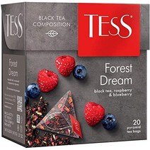 Tess Forest Dream Black Tea Composition Raspberry and Blueberry Leaf Tea in 20 Pyramid Sachets null, 1.8g, 20개