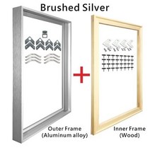 디지털액자 스마트액자 전자액자 8색 대형 DIY 골드 메이트 그림 프레임 40x60 60x80 벽 사진 캔버스 인, 03 Brushed Silver_13 60x90cm