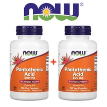 (1+1) 나우푸드 판토텐산 Pantothenic Acid 500mg 비타민B5 판토테닉 애시드 비건 100 베지캡슐 2팩