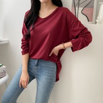 [아이슈즈] 딥브이넥 무지 긴팔 티셔츠 1104569