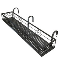 모칸도 베란다 화분걸이 난간 화분걸이대 (일반 직각형 100x20cm) 난간용 고리 3개, 블랙
