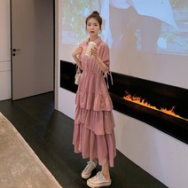 바스락 원피스 바스락롱원피스 여름원피스 여셩원피스 2021!여름 패치 셔츠 원피스