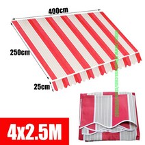레드 베이지 스트라이프 접이식 조절식 천막 직물 안뜰 야외 간이 차고 비 쉼터 발코니 조경 덩어리 고객 크기, 4mx25m+Red Beige Stripe