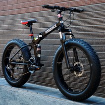 접이식 팻바이크 자전거 오프로드 광폭 타이어 산악 바이크 MTB, 21단, 24인치, 블랙