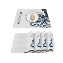 LIUJUN 4/6pcs Set Table Mats Printed Cotton Linen Napkin Kitchen Accessories Home Party Decorative P, 4 PCS_D