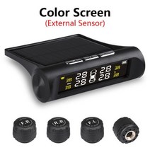 태양광 자동차 TPMS 타이어 압력 모니터링 시스템 스마트 디지털 TMPS LCD 디스플레이 USB 자동 보안 경보 센서, [01] External Sensor, [01] Without Box