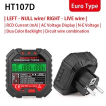 Habotest HT107 소켓 테스터 프로 전압 테스트 RCD 30mA 검출기 영국 EU 플러그 접지 제로 라인 극성 위상, 03 HT107D EU Socket