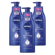 니베아 호주 Nivea Body Lotion 리치 너리싱 48h 모이스처 바디로션 400ml, 3팩