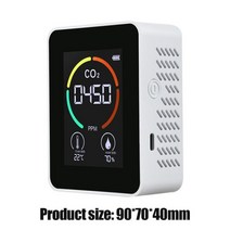 측정기 냄새 가스 공기질 다기능 5 인 1 CO2 디지털 이산화탄소 USB 공기 HCHO 감지기 분석기 온도 습도 품질 모니터, 3 in 1 White