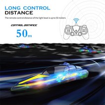 수중 잠수함 드론 원격 제어 보트 20 MPH RC 선박 LED 조명 2.4GHz 레이싱 배송 수영장 및 호수 USB 충전식, 한개옵션0