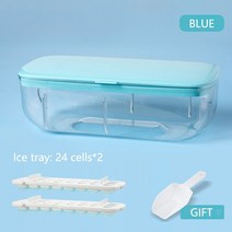 미니제빙기 소형 캠핑 Ice Cube Tray with Storage Box Quick Demould Moulds Lazy Maker for Cocktail Whiskey Bar, [08] Blue3