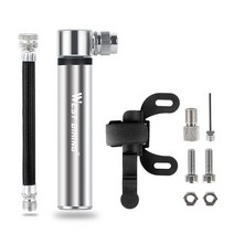 WEST BIKING HAND 미니 자전거 스마트 에어 펌프 타이어 전동 에어샥 공기 팽창기 슈레이더 프레스타 밸브 볼 니들 호스 MTB 액세서리 휴대용, A Style Silver|스페인