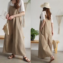 하늘바라기 여성용 샌즈 코튼 와이드 점프수트