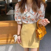 김비서블라우스 블라우스 여름 왕리본 곱창 봄 벌룬 4 5 월 결혼식 하객룩