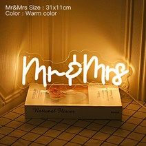 Led 네온 사인 생일 축하 투명하고 유연한 아크릴 야간 조명 오 베이비 웨딩 파티 룸 장식, 05 mr mrs_02 EU