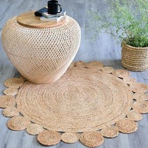 디자인 러그 거실 원형 미니 단모 순수 천연 황마 장식 카펫 홈 인테리어 직조 스타일