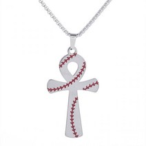 야구선수목걸이 야구목걸이 남자 패션 야구 크로스 스테인레스 스틸 펜던트 목걸이 스트리트 파티 힙합 부, 02 Silver