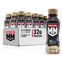 Muscle Milk Pro Advanced Nutrition 단백질 쉐이크 인텐스 바닐라 300ml(11.16온스) (12팩) 32g 설탕 1g 비타민 및 미네랄 16개, Cookies & Cream