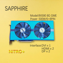 SAPPHIRE-RX580 8G RX590 8GB 니트로 5500XT 5600XT 5700XT 6700XT 6800XT Vega56 64 그래픽 AMD 비디오 데스크탑 PC, RX590 8G GME NITRO