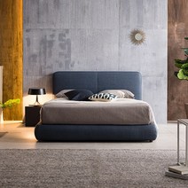 [삼익가구]온스 라운드 가죽 침대(SB 7존 독립스프링 매트리스-퀸), 네이비