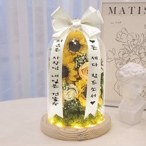 미니화환 썬플라워 유리돔 개별문구 개업 승진 환갑 집들이 선물.라임블러썸, 승진문구