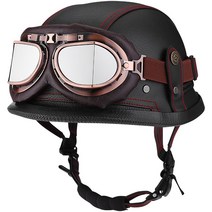 클래식 빈티지 오토바이 헬멧 바이크 고글 헬멧 스쿠터 용품, 구리 거울이있는 주황색