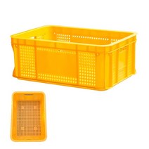 쭈fountain_플라스틱 바구니 농산물 식품 사각 운반 상자 6호 2개 대형공구박스 과일 다용도멀티 이사♥jlove, ♥jlove상자6호(노란)2개