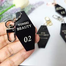 락커룸키링 번호키링 필라테스 미용실 휘트니스 병원 헬스장 자동차 전화번호키링 사물함 아크릴키링 주문제작전문, 양면각인, 골드