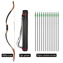 서바이벌 페인트볼 3050 파운드 사냥 장궁 리커브 활 야외 사격을 위한 전통적인 나무, 45lbs green set 2