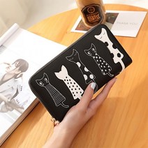 초등장지갑 심플 여자 여학생 10대 초등학생 여중생 고등학생 장지갑 알찬구성 입체레이스 DESIGN 리본적용 PU가죽 MINI클러치형 5패턴 럭셔리 고양이 장지갑 BLACK