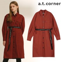 앳코너 브론즈 면 포켓 장식 셔츠형 원피스