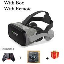 VR 게임기 안면 스마트 글라스 브이알 헤드셋 기계 오락기 vr 샤인콘 casque viar 3d 안경 가상 현실 고글 렌즈 폰 폰 비디오 게임 쌍안경, 박스 054 리모컨 포함