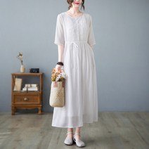 여성 여름 러블리 레이스 롱 원피스WJ650