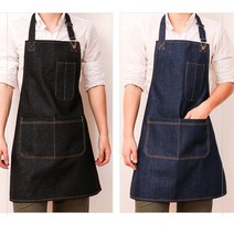 톰보 청 앞치마 남성 여성 공용 방수 면 공방, 네이비