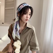 화사한 예쁜 롱 꽃무늬 스카프 단체 선물 여자 가벼운 여행 데이트 일상 모임 캠핑 차박 마름모 히트템 액세사리 넥 타이 목걸이 가방 핸드백 헤어 띠 밴드 끈 여성 꽃가라 플라워