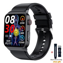 스마트워치 웨어러블 손목시계 (에서 선박 us) E500 혈액 설탕 스마트 워치 ECG + PPG HRV 혈압 체온 Smart, 01 silica black