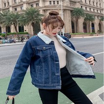 W22864 복고풍 털카라 안감 청자켓 데님자켓 블루죵 여성스런 퍼 예쁜 빅사이즈