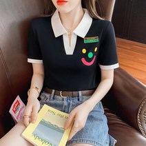 YAPOGI여성 여름 티셔츠 반팔티셔츠 여름 반팔 상의 심플 데일리 반팔티