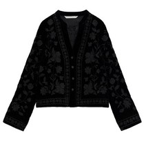 ZARA 레트로 벨벳 플라워 자수 숏 자켓 04786337800