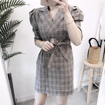 보블리에 체크 미니 더블 원피스