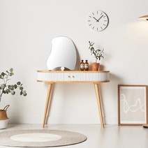 집무드 웨이브 템바보드 고무나무 원목화장대 1000, 화장대_핑크