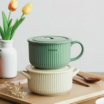 도자기 세라믹 컵라면 면기 라면그릇 라멘 라면기 손잡이 우동 그릇 떡국 국수 우동기, 그레타라면기(양수베이지)